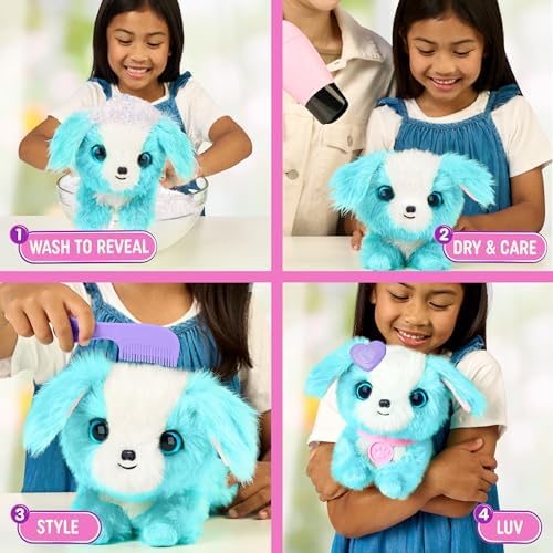 SCRUFFALUVS Pet Scruffs Blue - Mystery Plush Toy, 7.5" Tall - Wash to Reveal 1 of 3 Rescue Pets: Puppy, Bunny, or Kitty - Includes 8.7" Deluxe Pet Carrier - Styles May Vary