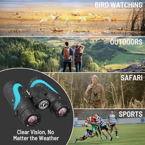 15x55 HD Binoculars for Adults – High Powered Large View, BAK4 Prism, Waterproof & Lightweight for Bird Watching, Hiking, Travel, Cruise, Sports with Phone Adapter (Blue)