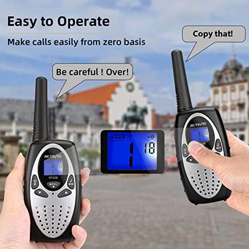 Retevis RT628 Walkie Talkies for Kids,Toy Gifts for 6-12 Year Old Boys Girls,Kid Gifts Walkie Talkie for Adults Outdoor Camping Hiking(Silvery 1 Pair)