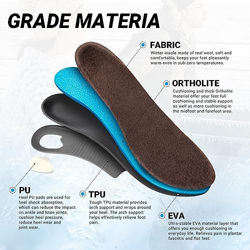 VALSOLE Heavy Duty Support Pain Relief Orthotics - 220+ lbs Plantar Fasciitis High Arch Support Insoles for Men Women, Flat Feet Orthotic Insert, Work Boot Shoe Insole, Absorb Shock with Every Step