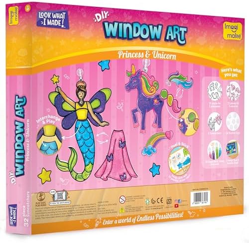 Imagimake Window Art Princess & Unicorn | Suncatcher Kit | Unicorn Toys for Girls Age 5-8 | Craft Kits for Ages 8-12 | Gifts for 5 Year Old Girls | Princess Toys