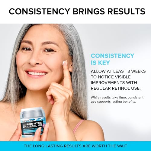 SimplyVital Collagen, Retinol & Hyaluronic Acid Cream - Anti-Aging Face Moisturizer for Face, Firming Skin Care Neck & Décolleté - Made in USA, Daily Moisturizer Face Cream Day & Night - 1.7 fl.oz.