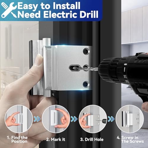 2 Pack AceMining Door Reinforcement Lock Withstands 800lbs of Force - White Extra Child Proof Door Lock with 8 Screws Prevents Unauthorized Entry,Add a Door Security Lock for Home Safety & Privacy