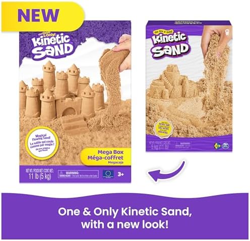 Kinetic Sand, 11lb (5kg) Natural Brown Play Sand Mega Box, Sensory Toys for Kids & Classroom, Back to School Teacher Must Haves (Packaging May Vary)
