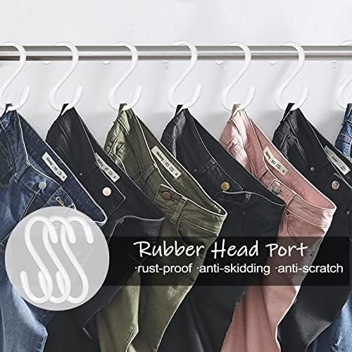 30 Pack 3 Inch White S Hooks,Vinyl Coated Heavy Duty S Hook for Hanging Plants,Non Slip Closet S Hooks,Steel Metal White Vinyl Coated Small S Hook for Hanging Jeans Pots and Pans Coffee Cups