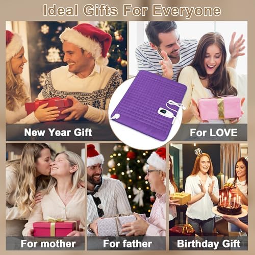 Heating Pad-Electric Heating Pads for Back,Neck,Abdomen,Moist Heated Pad for Shoulder,Knee,Hot Pad for Arms and Legs,Dry&Moist Heat & Auto Shut Off(Dark Purple, 12''×24'')