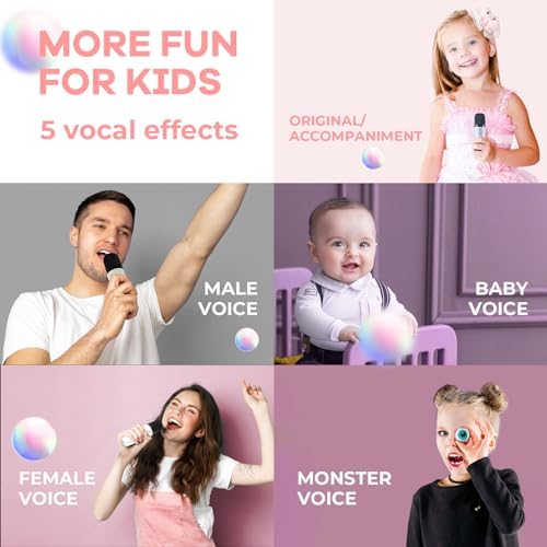 YLL Mini Karaoke Machine for Kids Adults, Portable Bluetooth Speaker with 2 Wireless Microphones,Toys Birthday Gifts for Girls 3, 4, 5, 6, 7, 8, 9, 10, 11, 12+ Years Old Toddler Teens(White)