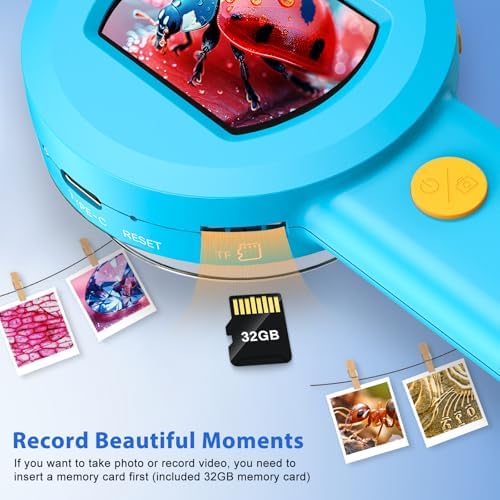 Microscope Magnifying Glass for Kids and Adults: 100X Portable Handheld Digital Microscope with Light - Pocket Jewelers Loupe with 2" Screen - USB Mini Coin Magnifier for Collector