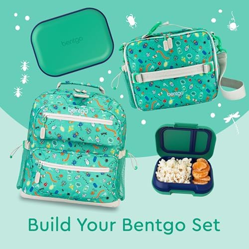 Bentgo Kids Snack - 2 Compartment Leak-Proof Bento Box Container for Snacks and Small Meals, Easy-Open Latch, Dishwasher Safe, BPA-Free for School, Daycare, & Sports - Ideal for Ages 3+ (Green/Navy)