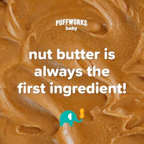 Puffworks Baby Organic Peanut Butter Puffs, Perfect for Early Peanut Introduction, Plant-Based Protein, USDA Organic, Gluten-Free, Vegan, Non-GMO, Kosher, 0.5 Ounce (Pack of 12)