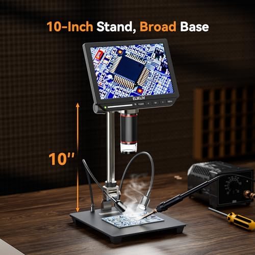 4K Digital Microscope, Elikliv EM4K 8" Coin Microscopes 2000x, 52MP HDMI Microscopes, Soldering Microscope for Adults, Micro scopes for Electronics Repair, 3840P UHD Video Micro socpe, 10" Stand, 64G