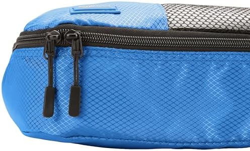 Amazon Basics Packing Cubes for Travel, Packing Organizers Set, 4-Piece-Set (2 Medium And 2 Large) With Double Zipper Pulls and Mesh Top Panel, 100% Durable Polyester, Blue