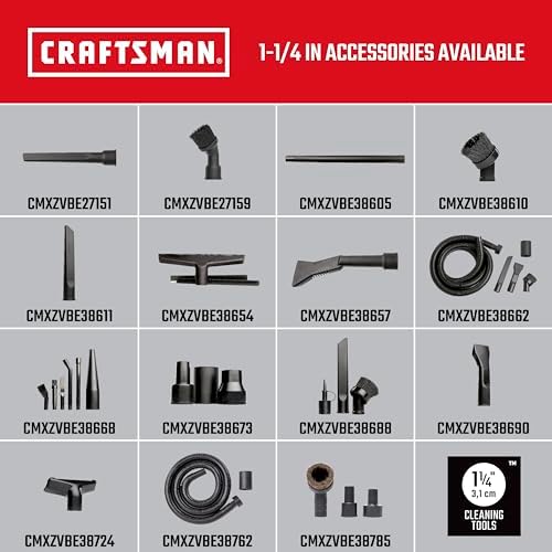 CRAFTSMAN CMXEVBE17250 2.5 Gallon 2.5 Peak HP Wet Dry Vac, Portable Shop Vacuum Wet and Dry with Filter Bag, Hose and Attachments for Cleaning in The Home