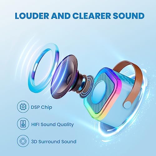 IROO Mini Karaoke Machine for Kids, 2025 TOP Toys Birthday Gifts Ideas for Girls Ages 4, 5, 6, 7, 8, 9, 10, 12+ Years Old, Portable MP3 Player with 2 Wireless Mics for Party