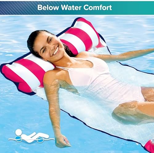 Aqua 4-in-1 Monterey Hammock Pool Float & Water Hammocks, 1-2-3-4 Multipacks – Multiple Colors/Styles – for Adults and Kids Floating