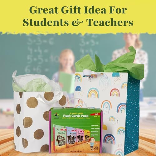 Star Right Math Flash Cards Set of 4 - Addition, Subtraction, Multiplication, Division with 4 Rings - 208 Cards for Kids Ages 6 and Above - Flash Card from 1st to 4th Grade