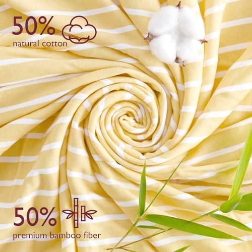 Momcozy Baby Hooded Towel, 2 Pack Baby Towel Set, Super Soft Bath Towel with Original Design, Shower Gifts for Infant, Toddler (28 X 28 Inch, Lemon Leaves)