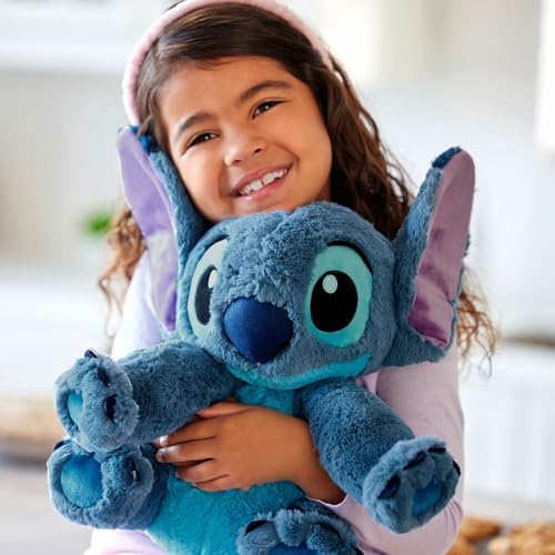 DISNEY STORE Official Stitch Medium Soft Toy for Kids, Cuddly Character with Fuzzy Texture and Embroidered Details, Flexible Floppy Ears, Disney Plushy Suitable for All Ages.
