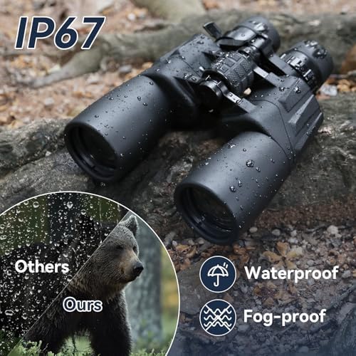 10-30X50 High Powered Zoom Binoculars for Adults - Professional Military HD Binoculars with BAK4 Prism/FMC Lens/Large View/Waterpoof/Low Light Night Vision for Bird Watching, Hunting, Outdoor, Hiking