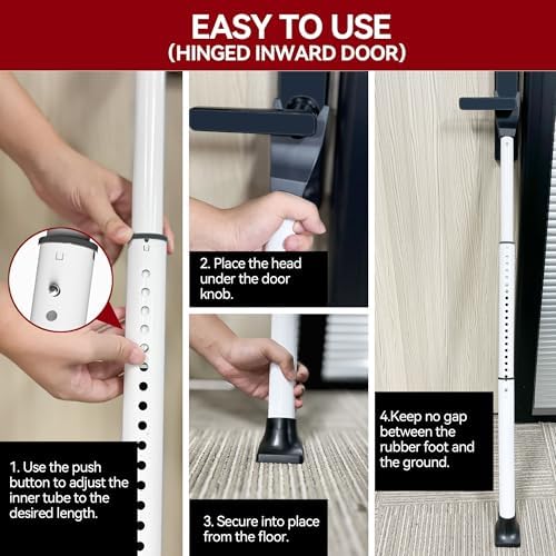 AceMining Upgraded Door Security Bar & Sliding Patio Bar, Heavy Duty Stoppers Adjustable Jammer for Home, Apartment, Travel (1 Pack,White)