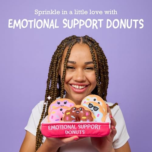 WHAT DO YOU MEME? Emotional Support Donuts by Relatable, Cuddly Stuffed Animals and Toys, Squishy Toys and Plushies, Great Ideas for Loved Ones of All Ages, Includes 5 Plushies with Carrying Basket