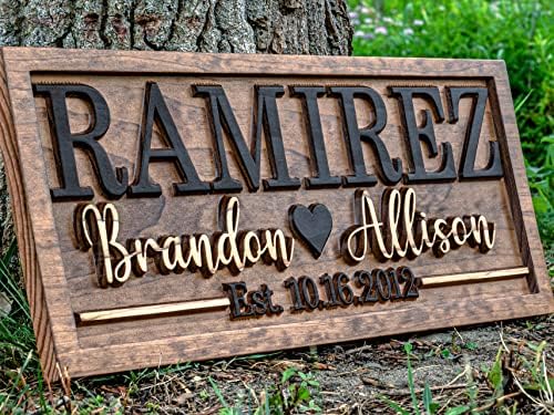 Bridal Shower Gift | Personalized Wedding Gift Last Name Established Sign | Anniversary | Engagement Gifts | Valentines Day Gift | Wood Wedding Sign | Name Heart Sign | Couples Gift