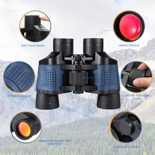 Night Vision Binoculars for Adults 60X60 10000M Professional Waterproof High Power Optical Telescope for Stargazing, Bird Watching, Concerts, Football, Sightseeing, Hunting with Carrying Bag