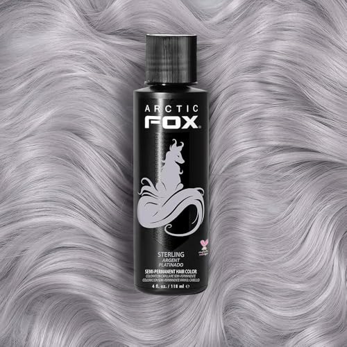 Arctic Fox Semi-Permanent Hair Dye, Vegan & Cruelty-Free, Pastel Silver Color, Conditioning Formula, Ammonia & Peroxide Free, For All Hair Types, Sterling, 4 Fl Oz (Pack of 2)