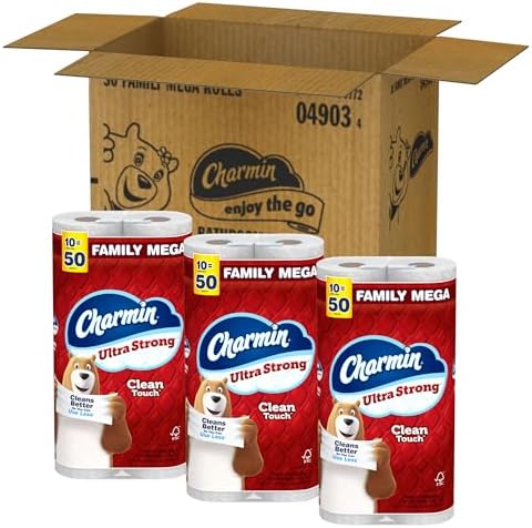 Charmin Ultra Strong Clean Touch Toilet Paper, 30 Family Mega Rolls = 150 Regular Rolls