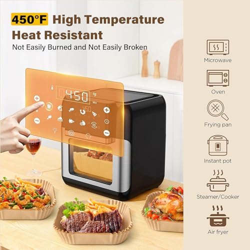 Air Fryer Liners Disposable, 250pcs Non-stick Disposable Airfryer Liners, 8 Inch Unbleached Parchment Paper, Square Air Fryer Paper Liners for 5-8QT Air Fryer, Baking, Roasting Microwave
