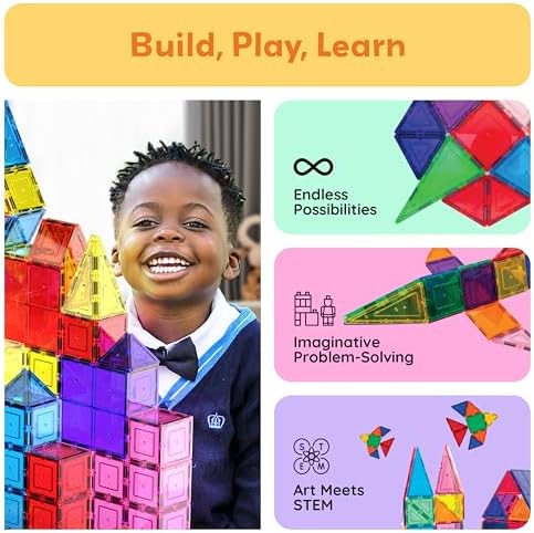 PicassoTiles 100 Piece Set 100pcs Magnet Building Tiles Clear Magnetic 3D Blocks Construction Playboards, Creativity Beyond Imagination, Inspirational, Recreational, Educational Conventional