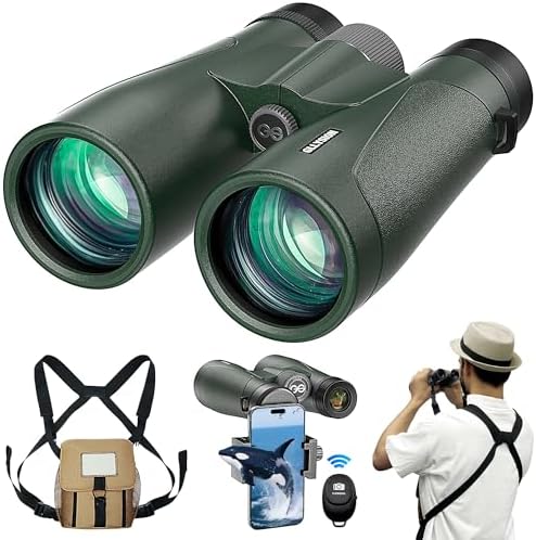 15x54 Binoculars for Adults High Powered with Harness, Phone Adapter and Bluetooth Camera Remote - Super Bright Waterproof Binoculars for Bird Watching Hiking Cruise Travel Stargazing