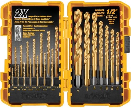 DEWALT Titanium Nitride Coated Drill Bit Set, Pilot Point, 21-Piece (DW1361)