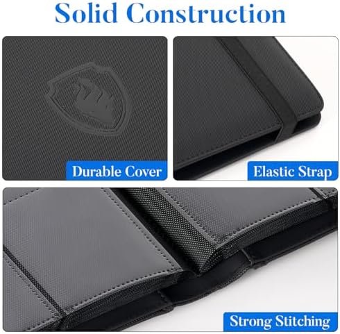 Premium 9 Pocket Card Binder for 540 Cards, Fabmaker PU Cover Trading Card Binder, Sturdy Card Collection Album, Sleek Card Holder Folders for YuGiOh, MTG, TCG, Game Cards & Sports Cards, Green