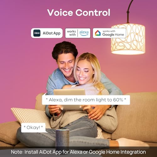 Linkind Color Changing Smart WiFi Light Bulbs, Work with Alexa & Google Home, A19 E26 Dimmable RGBTW Bulbs, No Hub Needed, 800 Lumen, 2.4Ghz WiFi, 6 Pack