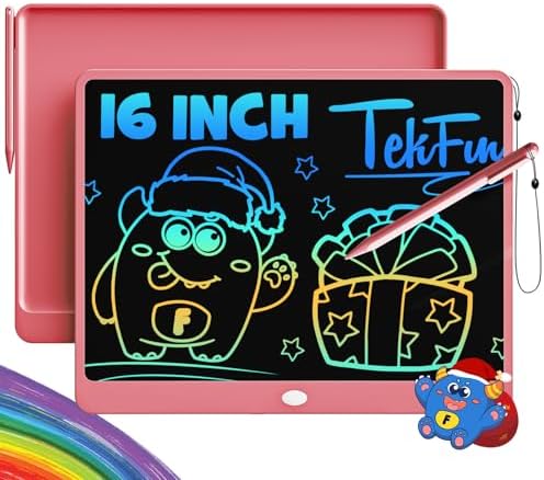 TEKFUN LCD Writing Tablet Doodle Board, 16 Inch Colorful Drawing Tablet Writing Pad,Toddler Toys for 3 4 5 6 7 8 9 Year Old Girls Boys Teen Adults,Birthday Gifts for Kids (Pink)