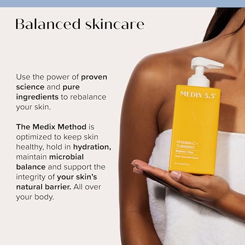 Medix 5.5 Brightening Vitamin C Cream + Coconut Oil Moisturizer Skin Care Set | Body Cream & Face Lotion Bundle | Firming Body Lotion Set For Women, Crepey Skin Treatment, Wrinkles, Cellulite, 2PC