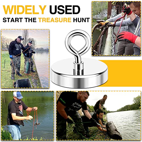 DIYMAG Super Strong Neodymium Fishing Magnets, 500 lbs(227 KG) Pulling Force Rare Earth Magnet with Countersunk Hole Eyebolt for Retrieving in River and Magnetic Fishing,Diameter 2.36 inch(60 mm)