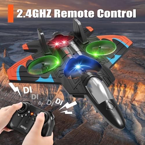 4DRC V32 Foam Remote Control Airplanes RC Planes for Kids Adults 8-16, RC Airplane Helicopter Drone Fighter Jet with Light, 360° Flip, Stunt Roll, Airplane Toy Gifts for Kids Boys Adults Beginners