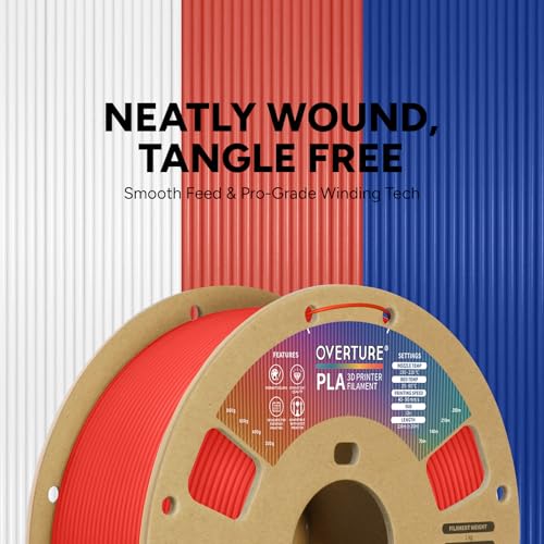 OVERTURE PLA Filament 1.75mm PLA 3D Printer Filament, 1kg Cardboard Spool (2.2lbs), Dimensional Accuracy +/- 0.02mm, Fit Most FDM Printer (Red)