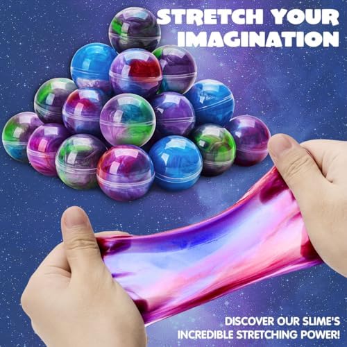 JOYIN Slime Party Favors, 24 Pack Galaxy Slime Ball - Stretchy, Non-Sticky, Mess-Free, Stress Relief, and Safe - Toys for Girls and Boys - Classroom Reward, Party Supplies