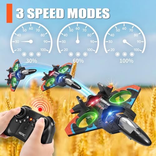 4DRC V32 Foam Remote Control Airplanes RC Planes for Kids Adults 8-16, RC Airplane Helicopter Drone Fighter Jet with Light, 360° Flip, Stunt Roll, Airplane Toy Gifts for Kids Boys Adults Beginners