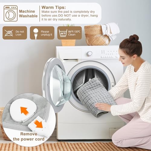 Heating Pad,Electric Heating Pads for Back,Neck,Abdomen,Moist Heated Pad for Shoulder,Knee,Hot Pad for Arms and Legs,Valentines Day Gifts-Auto Shut Off(Light Gray, 20''×24')
