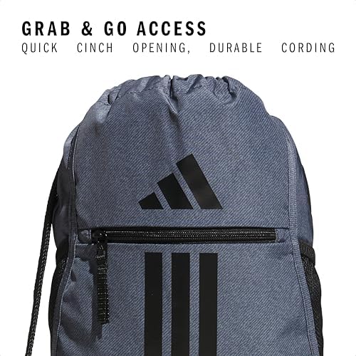 adidas Alliance Sackpack, Drawstring Backpack, Lightweight Small Gym Bag for Women and Men, Twill Onix Grey/Black, One Size