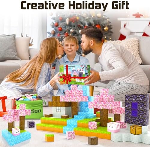 Magnetic Blocks - Build Mine Magnet World Cherry Blossom Set, Magnetic Tiles Building STEM Toys for Boys & Girl Kids Toddler Toys for 3+ Years Old