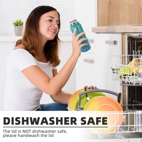 Fanhaw 20 Oz Insulated Stainless Steel Water Bottle with 1 Lid (Chug Lid) - For Kids, Women, Men | Leak & Sweat Proof with Anti-Dust Lid (Black)