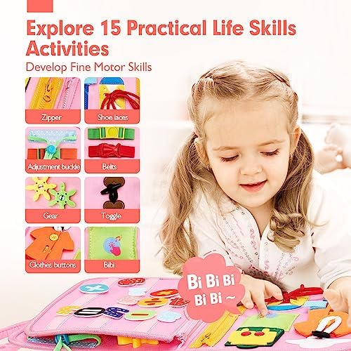hahaland Busy Book for Toddlers Boys Girls Montessori Toys for 3+ Year Old Preschool Educational Learning Activities Toddler Travel Toys for Ages 3 4 5 with Life Skill Number Color Weather