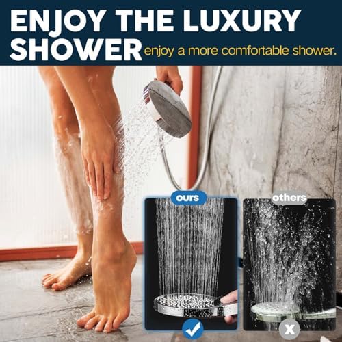 Shower Head,8”Rain Shower Head with Handheld Spray Combo with 11'' Angle Adjustable Extension Arm/Flow Regulator/Shower System,High Pressure Rainfall Shower Head Bathroom,Chrome