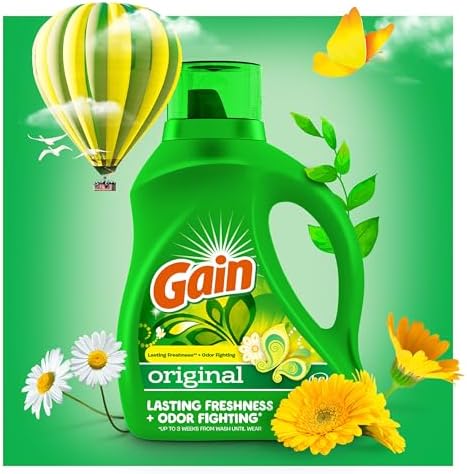 Gain + Aroma Boost Laundry Detergent Liquid, Original Scent, 107 Loads, 154 fl oz, HE Compatible Laundry Soap with Febreze and Oxi, Gain Laundry Detergent, Liquid Laundry Detergent