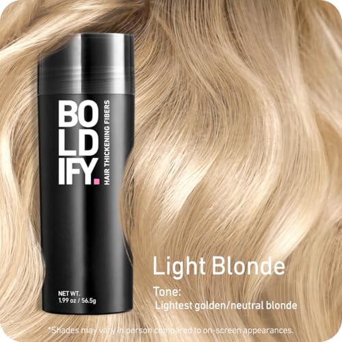 BOLDIFY Hair Fibers (56.5g) - Fill In Thinning and Fine Hair for an Instantly Fuller, Thicker Look - 14 Shades for Women & Men - Light Blonde